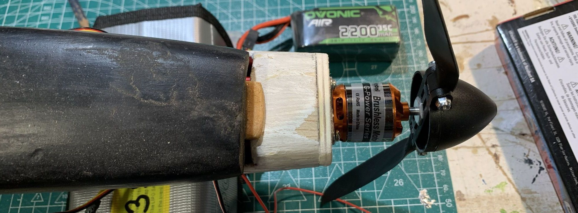 Conversion of sailplane to electric powered folding prop